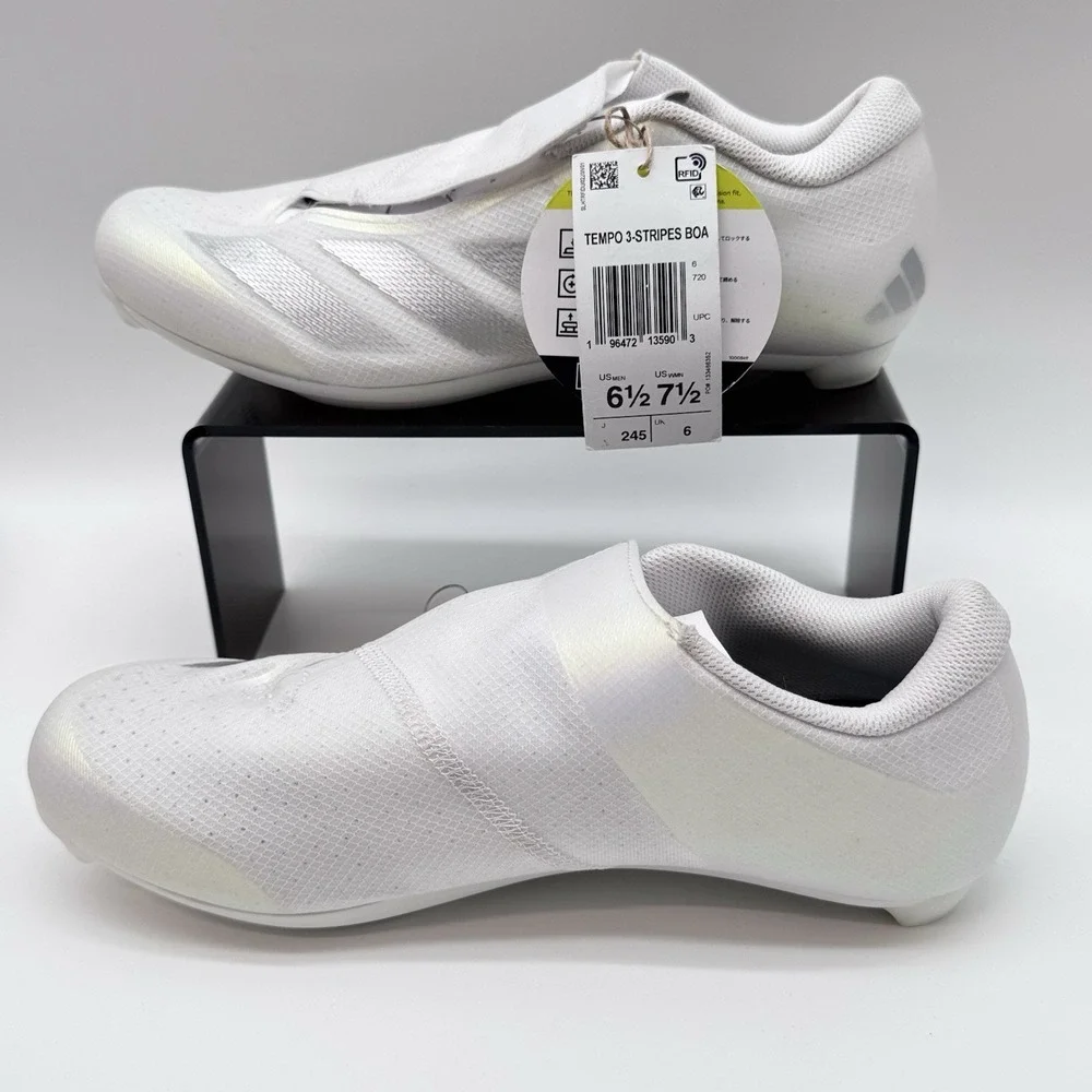 Size‎ 6.5M, 7.5W- Adidas Tempo 3-Stripes BOA Unisex Cycling Cloud White/Silver